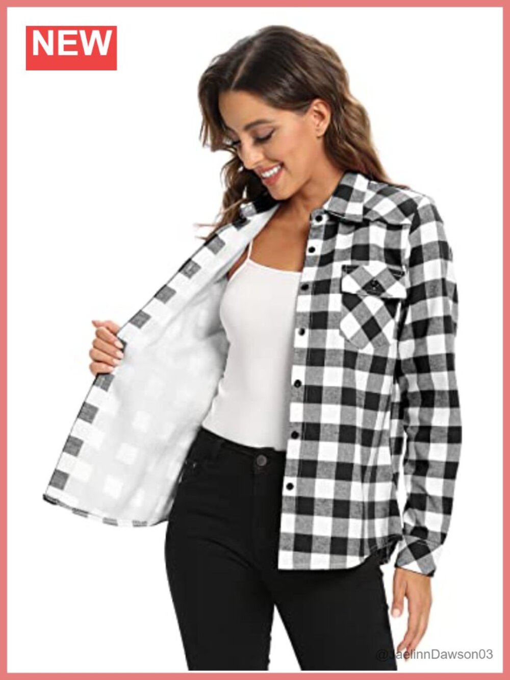 Fleece Lined Plaid Flannel Shacket Button Down Shirt Jacket